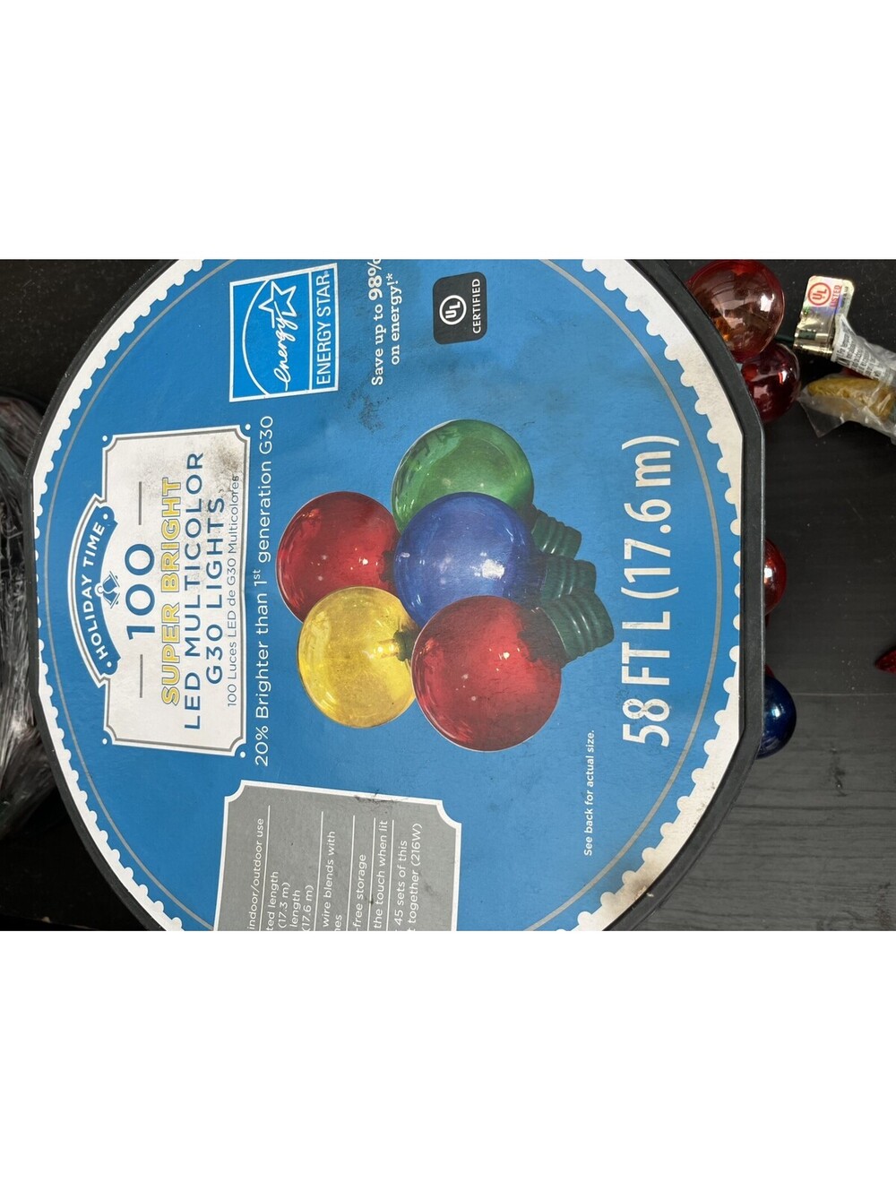 Holiday Time 100 Multicolor Super Bright G30 LED Lights